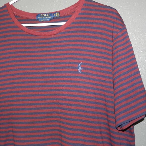Polo Ralph Lauren Mens Navy Maroon Custom Slim Fit Short Sleeve Shirt Size XL - Picture 8 of 8